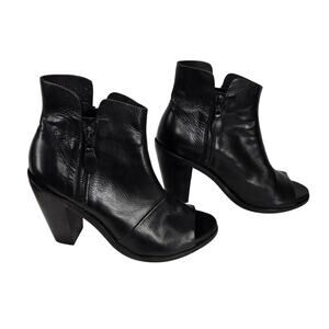RAG & BONE WOMEN’S NOELLE BLACK LEATHER PEEP TOE BOOTIES – US SIZE 9